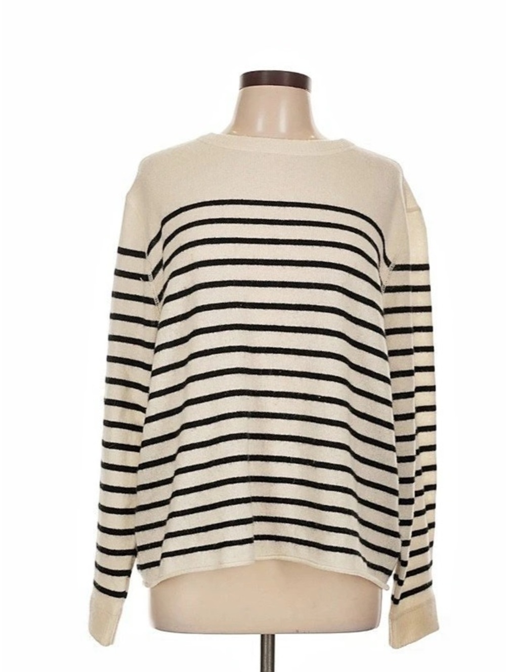 Reformation Striped Sweater in White & Black Size Large